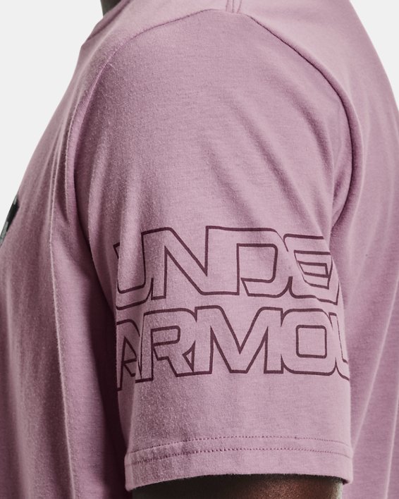 Men's UA ABC Camo Fill Big Logo Short Sleeve, Pink, pdpMainDesktop image number 3